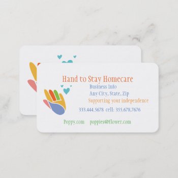 Hand To Stay Home Care Business Card by countrymousestudio at Zazzle