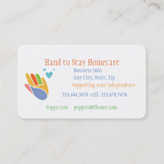 Hand to Stay Home Care Business Card