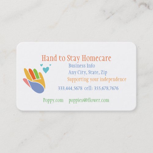 Hand to Stay Home Care Business Card