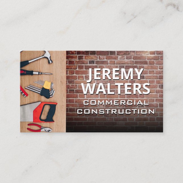 Hand Tools | Construction | Brick Wood Business Card (Front)
