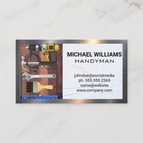 Hand Tools  Handyman  Wood and Spackled Wall Business Card