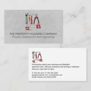 Hand Tools Illustration Builder Construction Business Card