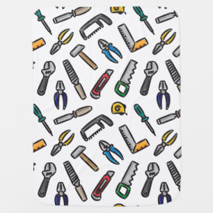 Hand tools pattern color baby blanket