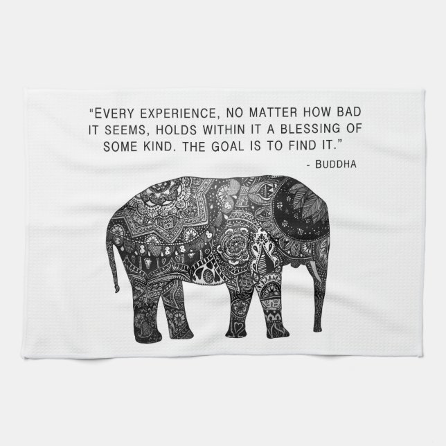 Hand Towel Buddha Henna Elephant Wisdom (Horizontal)