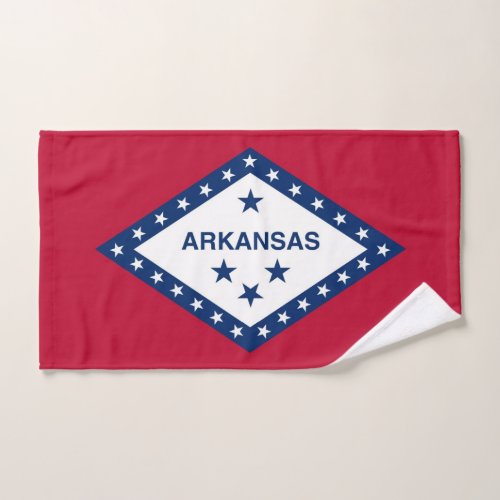 Hand Towel with Flag of Arkansas State USA