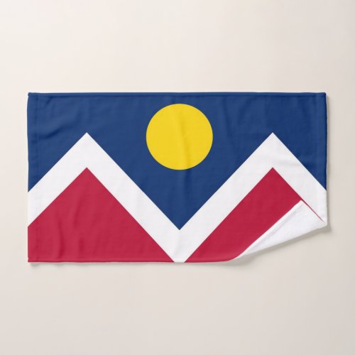 Hand Towel with Flag of Denver City Colorado USA