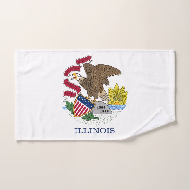 Hand Towel with Flag of Illinois State, USA (Hand Towel)