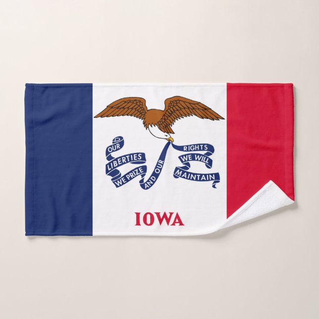 Hand Towel with Flag of Iowa State, USA (Hand Towel)