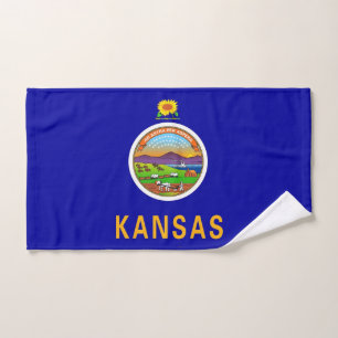 Hand Towel with Flag of Kansas State, USA