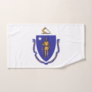 Hand Towel with Flag of Massachusetts State, USA