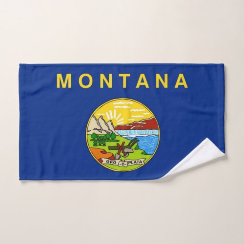 Hand Towel with Flag of Montana State USA