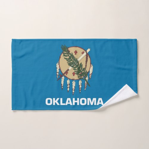 Hand Towel with Flag of Oklahoma State USA