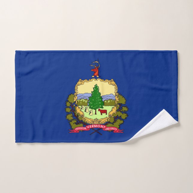 Hand Towel with Flag of Vermont State, USA (Hand Towel)