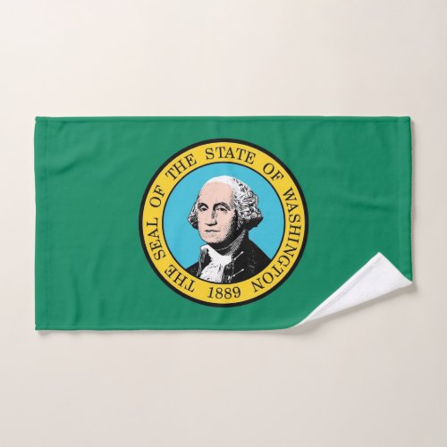 Hand Towel with Flag of Washington State USA