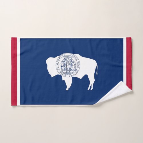 Hand Towel with Flag of Wyoming State USA
