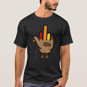 Hand Turkey Middle Finger Funny Adult Thanksgiving T-Shirt