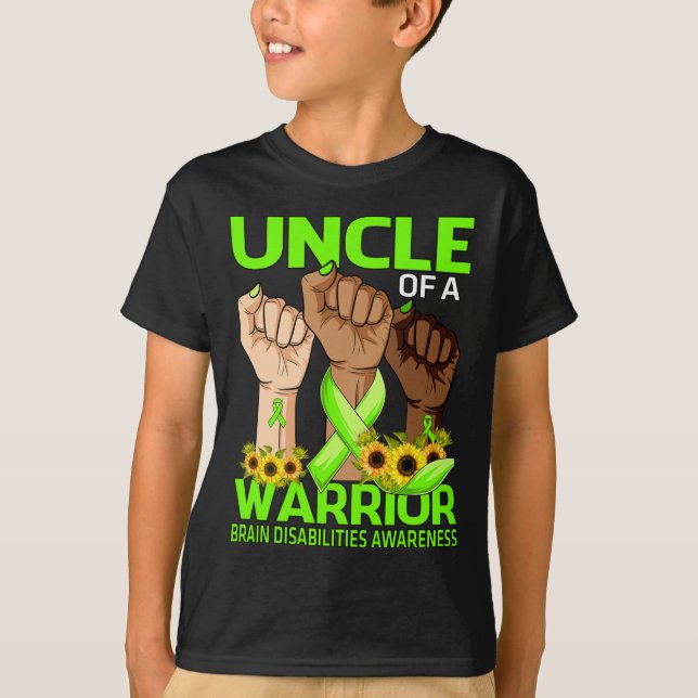 Hand Uncle Of A Warrior Brain Disabilities Awarene T-Shirt (Front)