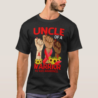 Hand Uncle Of A Warrior Hiv Aids Awareness Sunflow T-Shirt