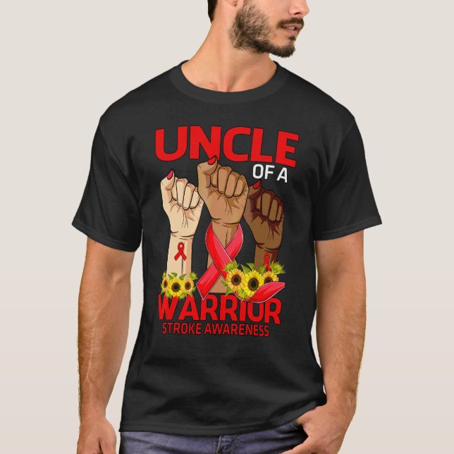 Hand Uncle Of A Warrior Stroke Awareness Sunflower T-Shirt (Front)