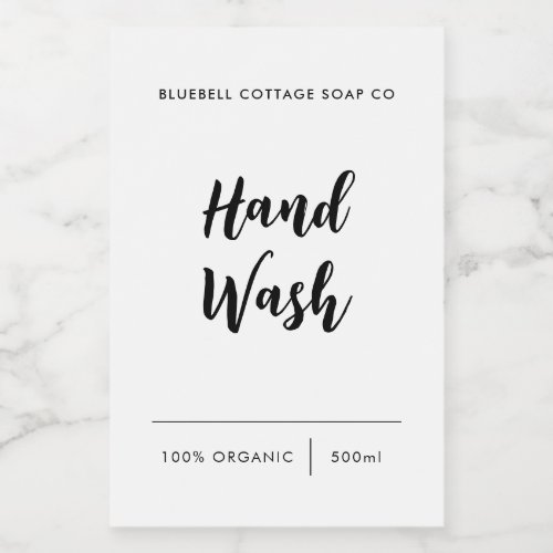 Hand Wash Label Elegant Script Product Label