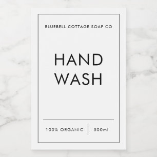 Hand Wash Label with Border Minimal Product Label