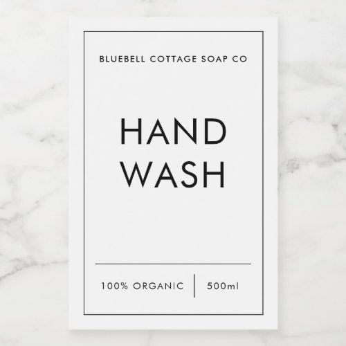 Hand Wash Label with Border Minimal Product Label