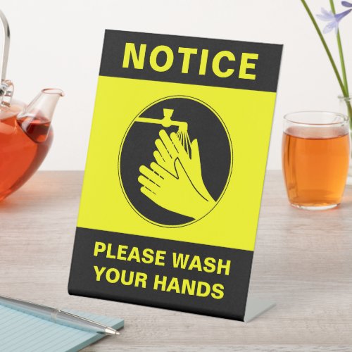 Hand Wash Safety Tabletop Sign
