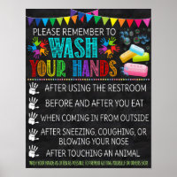 Hand Washing Rainbow Poster