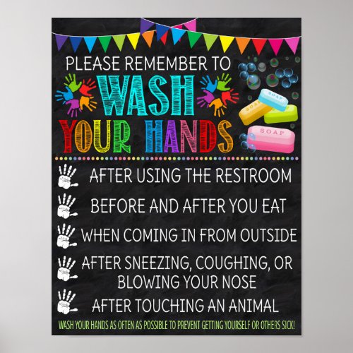 Hand Washing Rainbow Poster
