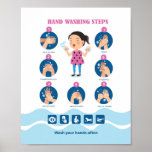 Hand Washing Steps For Children Covid-19 Corona Poster at Zazzle