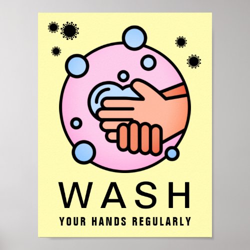 Hand Washing Virus Icon Poster
