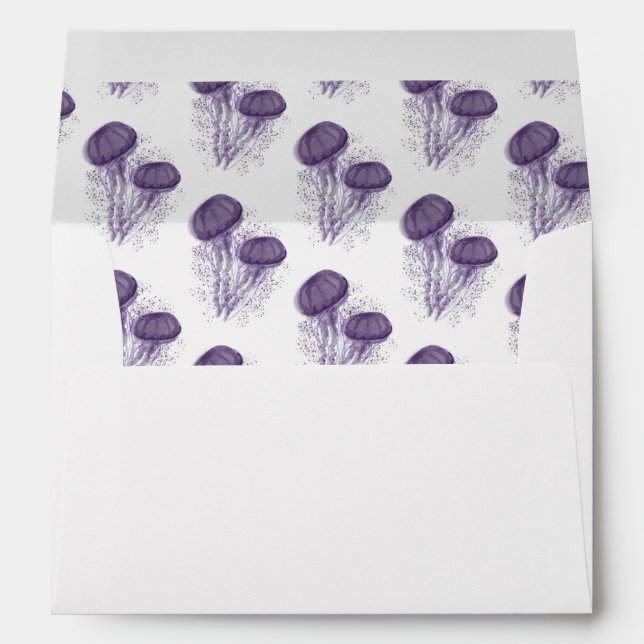 Hand Watercolor Jellyfish Wedding Aquatic Envelope (Back (Bottom))