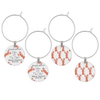 Hand Watercolor Lobsters Main Catch Bridal Shower Wine Charm