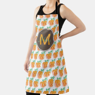 Hand Watercolor Pumpkin Pattern Monogram Apron