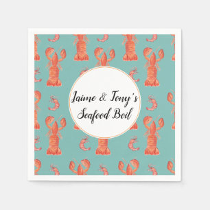 Hand Watercolor Seafood Boil Lobster Shrimp Napkins