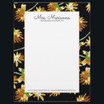 Hand Watercolor Yellow Floral Art Pattern Letterhead<br><div class="desc">Letterhead with Pattern of Floral Watercolor Art</div>