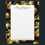 Hand Watercolor Yellow Floral Art Pattern Letterhead<br><div class="desc">Letterhead with Pattern of Floral Watercolor Art</div>