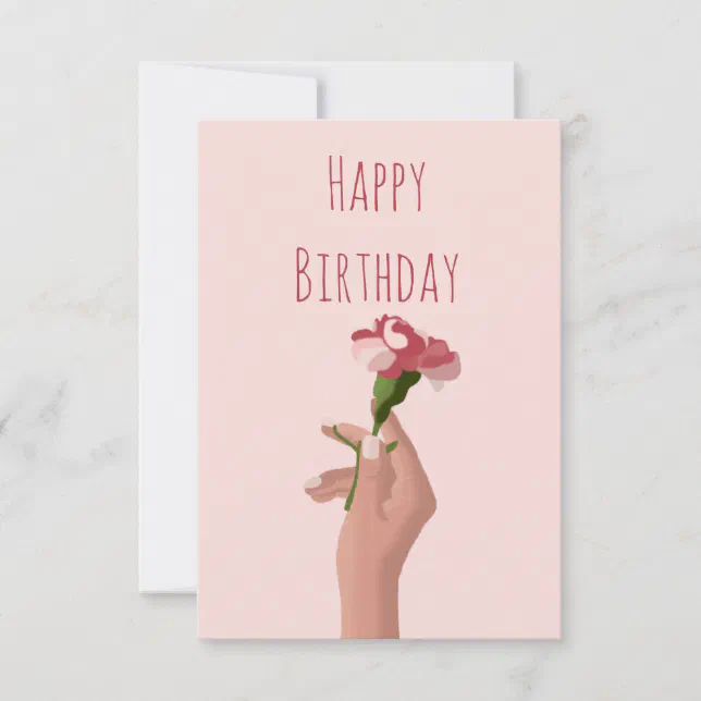 Hand with Carnation Flower Happy Birthday Card Zazzle