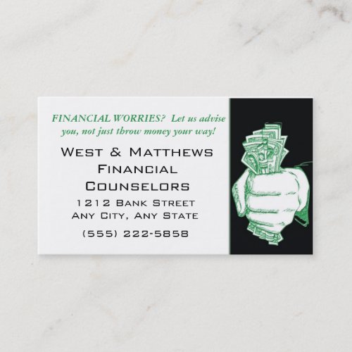 Hand with Cash Financial Business Card