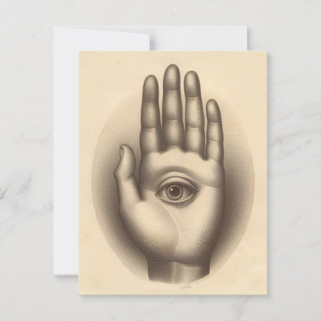 Hand with Eye Surreal Antique Illustration Card (Front)