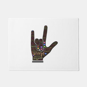 Hand with inspirational text doormat