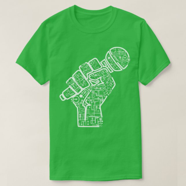Hand With Microphone Electrics Illustration  T-Shirt (Design Front)