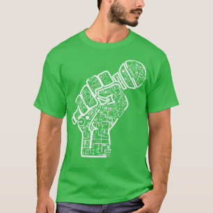 Hand With Microphone Electrics Illustration  T-Shirt