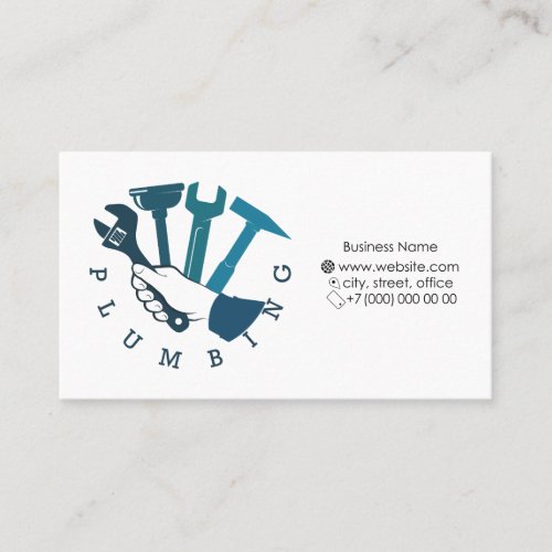 Hand with plumbing tool business card