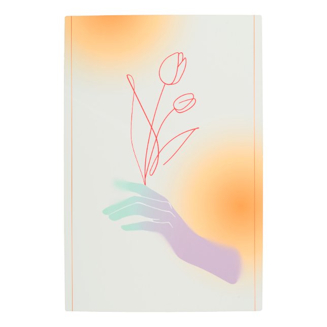 Hand with Tulip Metal Print (Front)