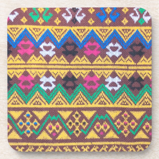 Hand Woven Thai Silk Pattern Coaster (Front)