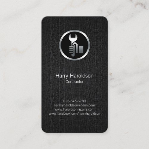 Hand Wrench Black Grunge Contractor Business Card