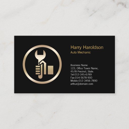Customizable Hand Wrench Icon CarMechanic Business Card