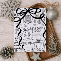 Hand Write Christmas Diner Invitation