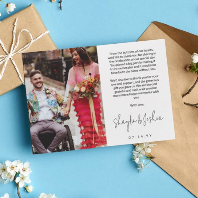 Hand-writing Script Photo Wedding Thank You Card (Creator Uploaded)